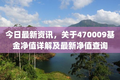 今日最新資訊，關于470009基金凈值詳解及最新凈值查詢