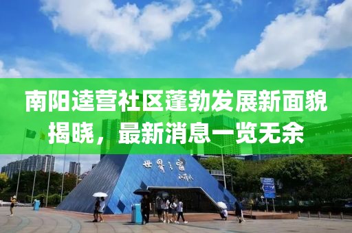 南陽逵營社區蓬勃發展新面貌揭曉，最新消息一覽無余