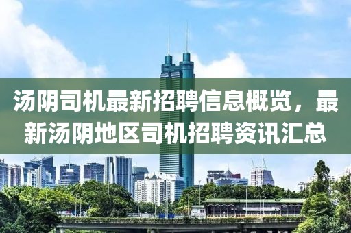 湯陰司機最新招聘信息概覽，最新湯陰地區司機招聘資訊匯總