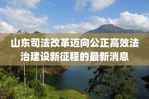 山東司法改革邁向公正高效法治建設(shè)新征程的最新消息