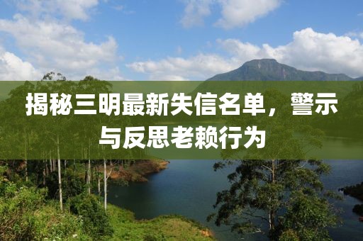 揭秘三明最新失信名單，警示與反思老賴行為