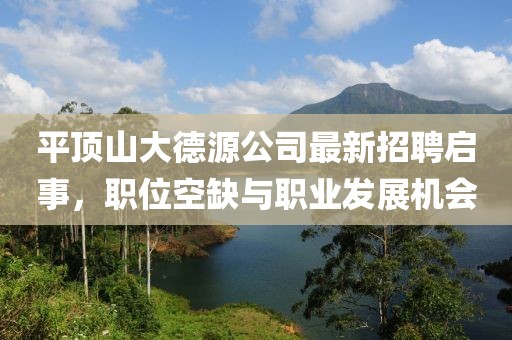 平頂山大德源公司最新招聘啟事，職位空缺與職業發展機會